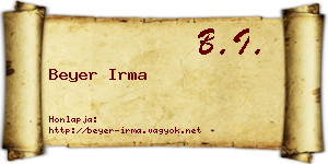 Beyer Irma névjegykártya